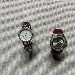 Elegant Silver and Red Women's Watches